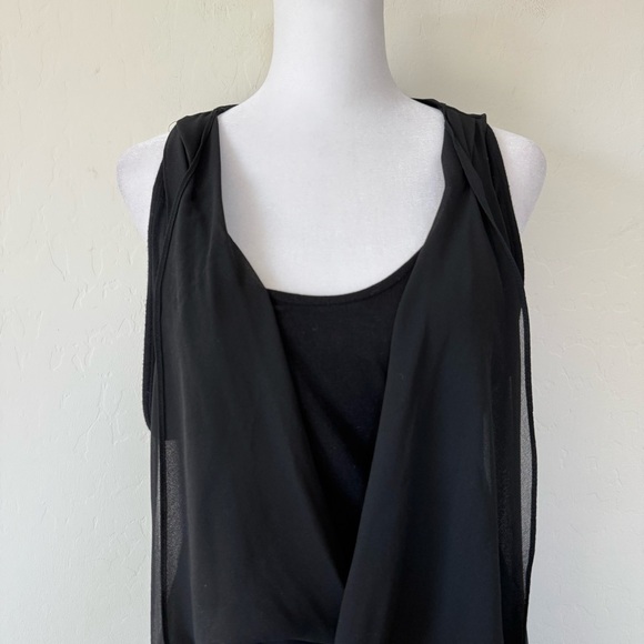 Zara Black Chiffon Sheer Drapey Lagenlook Tank Midi Dress Medium - Picture 7 of 16